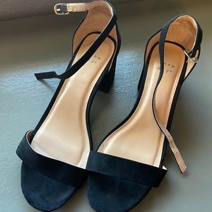 Strappy black block heels, size 8W